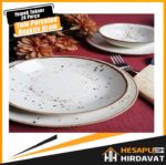 Porselen Yemek Takımı Bej Reaktiv Krem 6 Kişilik 24 Parça Yemek Takımı