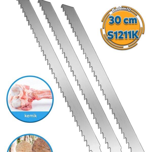 Tilki Kuyruğu  Et Kemik Kesme 3'lü Testeresi Çelik Bıçak Buz Kesme Bıçağı Ağzı Ucu 30 cm