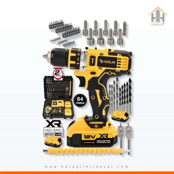 12v Çift Akülü Vidalama Metal Şanzıman Şarjlı Matkap