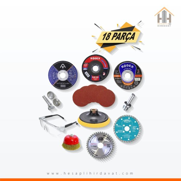 18 Parça Spiral Avuç Taşlama Cırt Zımpara Ahşap Inox Metal Mermer Kesici Kesme Flap Disk