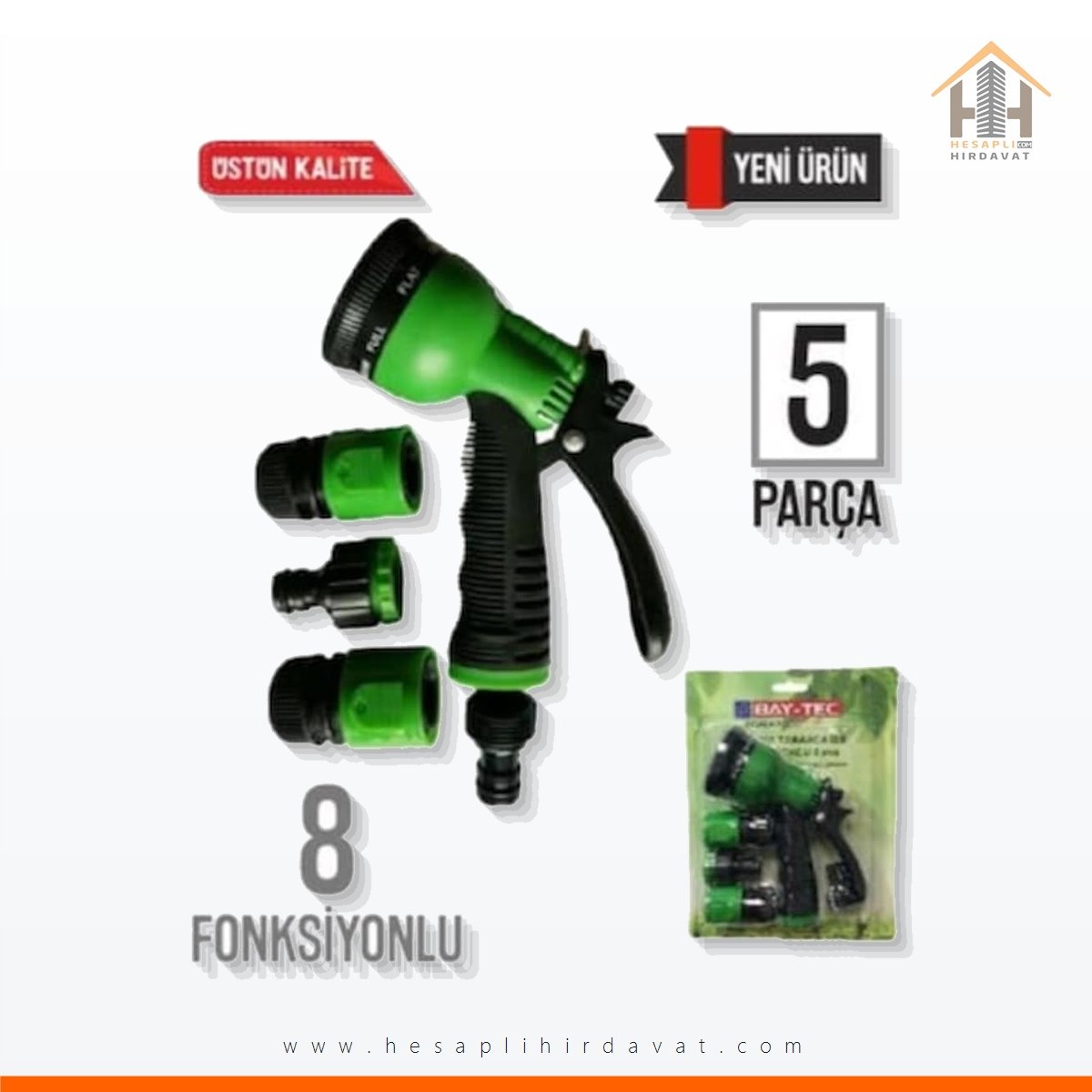 BAY-TEC Sulama Tapancası 8 Fonksyonlu 5 Parçalı / mk1486