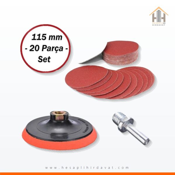 Cırt Zımpara Seti + Matkap Aparatı 115 Mm (20 Parça)