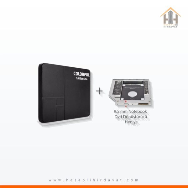 Colorful SL300 128 GB 2.5" SSD Disk Sata 3 +Compaxe SSD Caddy 9.5mm DVD To SSD Kutusu
