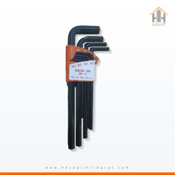 Hesaplı Hırdavat 9 Parça Düz Kısa Alyan Seti Siyah Allen Takımı 180 mm