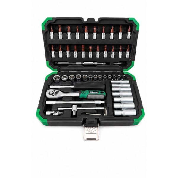 1/4" 53 Parça L 1. Kalite Full Tamirci 72 Diş Cırcır Kollu Lokma Seti