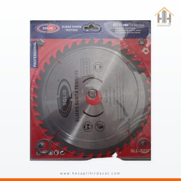 230 mm 40 Diş Elmas Sunta Testere 30 mm Delik Solid SLD-S230