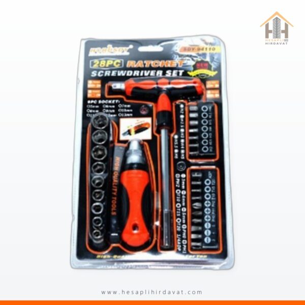28 Parça SDY-94110 Çok Amaçlı Tornavida ve Cırcır Seti - Kancalı Takım Çantası Aleti - Ratchet SÜPER