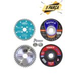 5 Parça Mermer Inox Ahşap Metal Flap Kesici Kesme Disk Spiral Avuç Içi Taşlama Seti 115 Mm