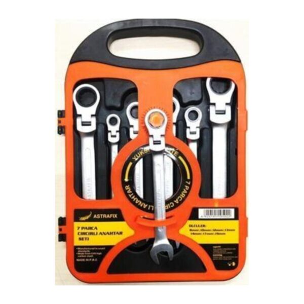 7 Parça Mafsallı Cırcır Anahtar Seti Cırcır Set 8-19 Mm
