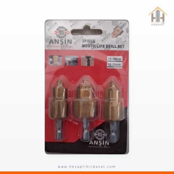 Ansin 3'lü Kademeli Matkap Ucu Seti Altıgen Şaftlı 15-19 mm 18-24 mm