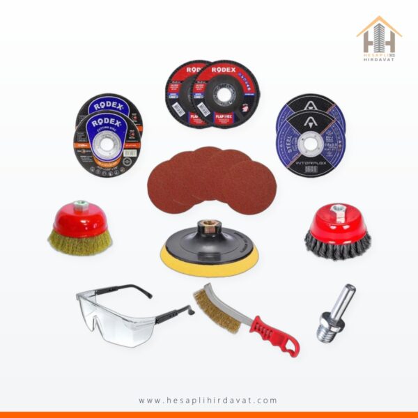 Avuç İçi Spiral Taşlama Flap İnox Metal Kesici Kesme Diski Tel Fırça Seti 115 mm 37 Parça