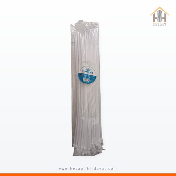 Beyaz Cırtlı Plastik Kelepçe 3,6x370 mm 100'lü Miraç MIRAC305 Kablo Bağı