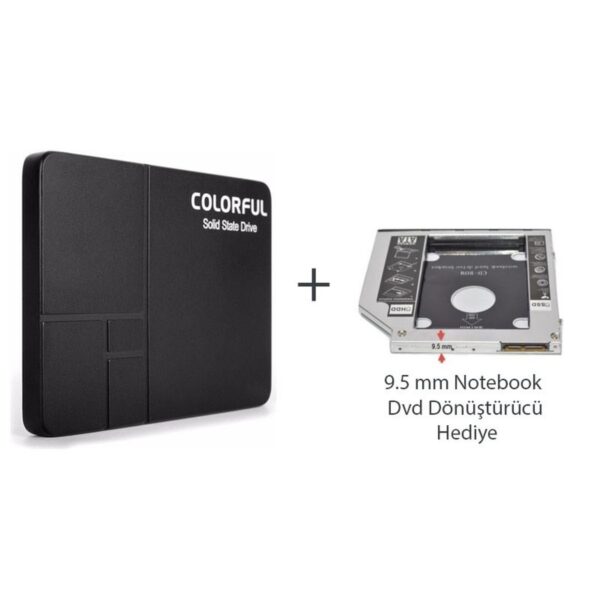 Colorful SL300 128 GB 2.5" SSD Disk Sata 3 +Compaxe SSD Caddy 9.5mm DVD To SSD Kutusu