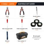 Elektrikçi Seti 9 Parça Pense Yan Keski Kontrol Kalemi Tornavida Çantalı