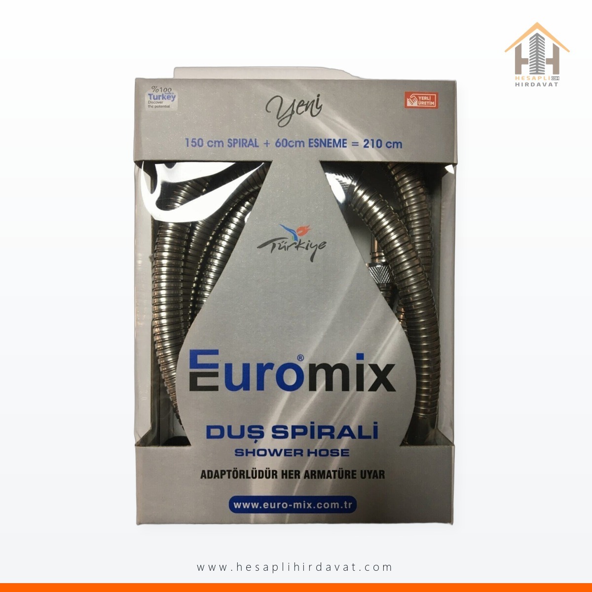 euromix-dus-spiral-hortumu-160-50-cm-hh-12120 Euromix Duş Spiral Hortumu 160 + 50 cm