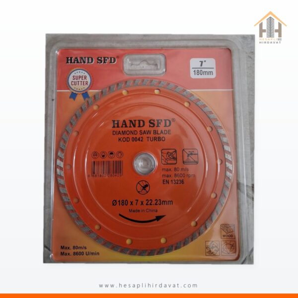 Hand SFD 180 mm Turbo Elmas Disk Kod 0042 180x7x22,23 mm Testere Disk