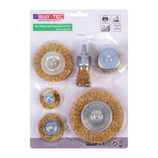 Hesaplı Hırdavat Tel Fırça Seti 6 Parça MK1260