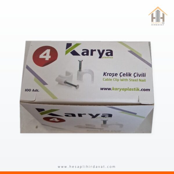 Karya Çelik Çivili Kroşe 4 Numara 100 Adet Kablo Kroşesi