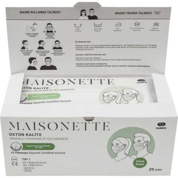 Maisonette Yıkanabilir Pamuklu Yüz Maskesi 5'li Paket