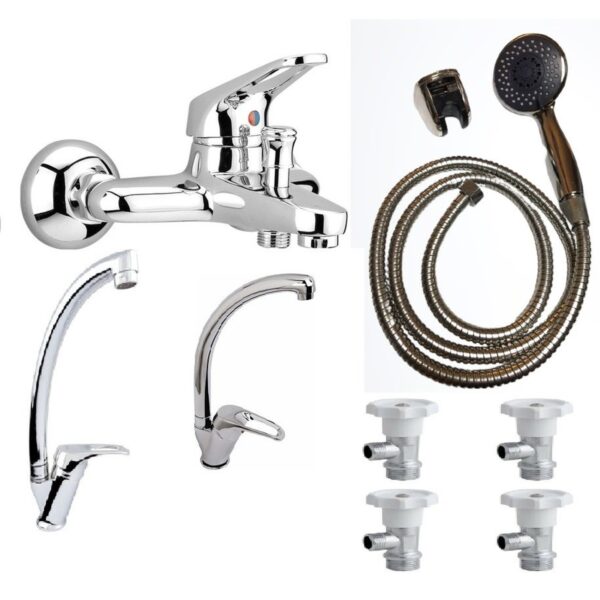 MUHTEŞEM BATARYA SETİ ! Banyo Bataryası ve Duş Seti + Lavabo Bataryası + Evye Batarya + Ara Musluk