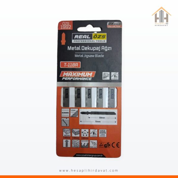 Real Özs T118A Metal Dekupaj Testere Ağzı 5'li HSS T Şaftlı