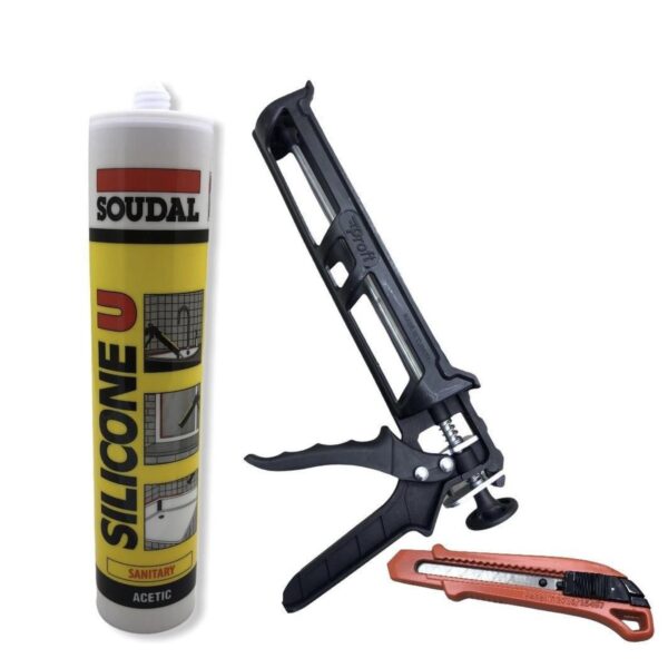 Soudal Şeffaf Silikon Plastik Silikon Tabanca Metal Maket Bıçaı