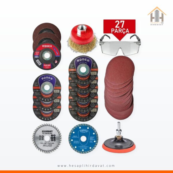 Spiral Avuç Içi Taşlama Makinesi Matkap Seti 115 mm (27 Parça)