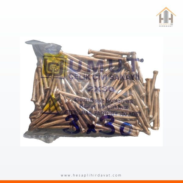 Umut Çelik Çivi 3x30 mm 100 Adet Sarı Kaplama