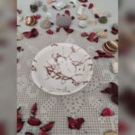 Yemek Takımı 24 parça 6 kişilik Tulü porselen Transparan Kırmızı