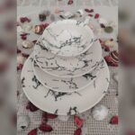 Yemek Takımı 24 parça 6 kişilik Tulü porselen Transparan Gri