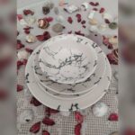 Yemek Takımı 24 parça 6 kişilik Tulü porselen Transparan Gri