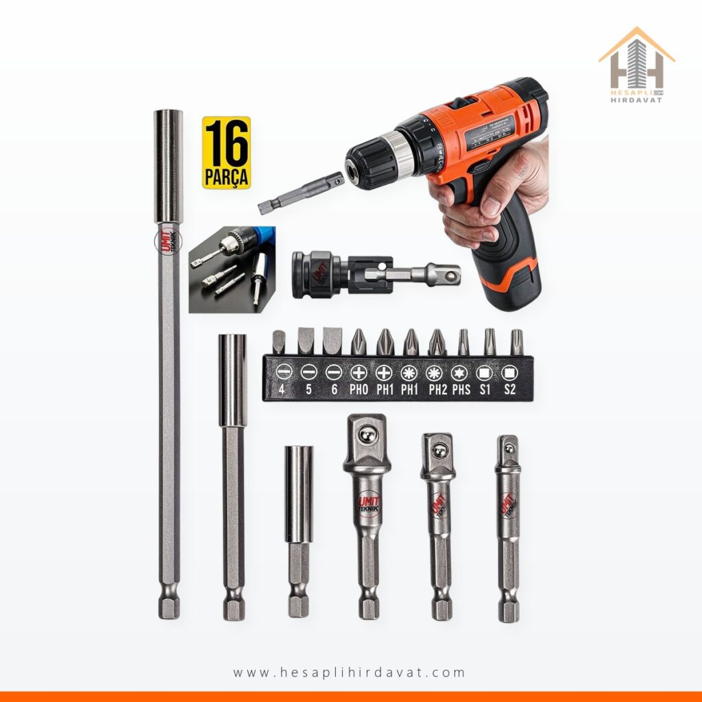 Yeni Nesil Bits Uç Bağlantı Adaptör Seti Lokma Bağlantı 16PCS Tornavida Lokma Seti Matkap Ucu
