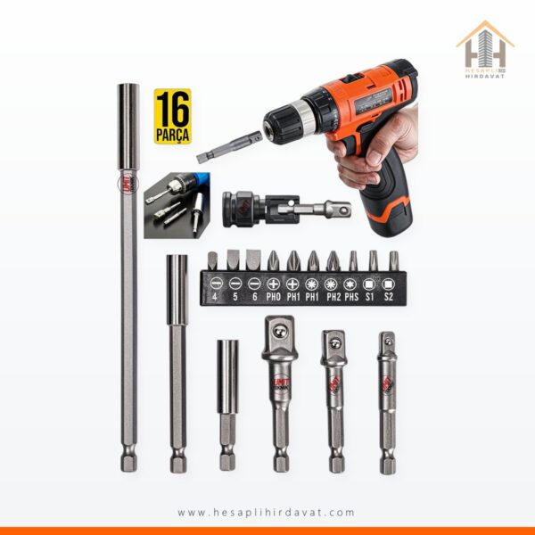 Yeni Nesil Bits Uç Bağlantı Adaptör Seti Lokma Bağlantı 16PCS Tornavida Lokma Seti Matkap Ucu